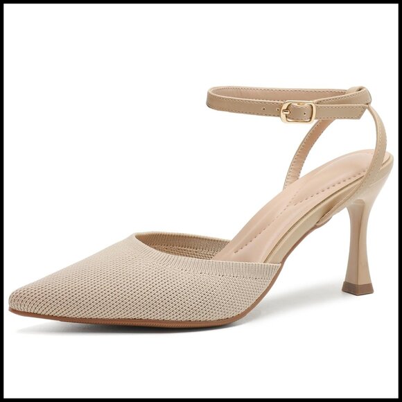 Shoes - Pointed Toe Kitten Heels Elegant Stiletto Pumps Ankle Strap Party Wedding Shoes